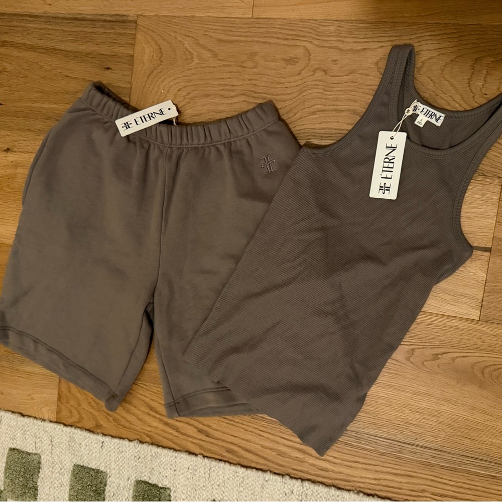 NWT Eterne Boyfriend Short & Tank Set - Clay - S/M